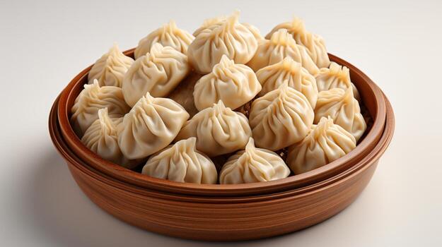 bola de masa hervida vapor asiático carne Mariscos o carne para almuerzo foto