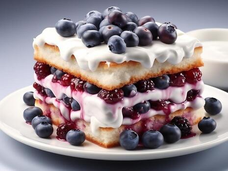 arándano pastel rebanada Pastelería dulce comida foto