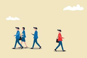 Businessman has to make decision which way to go for his success, Business team or partner go different way, Different or unique concept vector