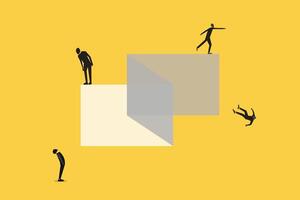 Business challenge concept with man on the with the risk and leadership. Goal or target behind obstacle. Eps10 illustration vector