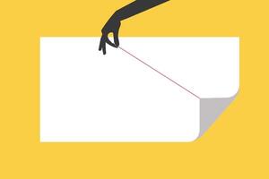 Curl corner of white paper on yellow background vector