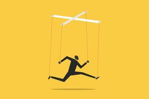Controlling businessman. concept of bad habit, corruption, and right vector