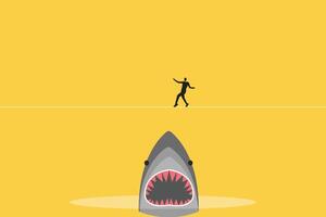 Business and financial crisis concept with businessman walking on the line and trying do not fall . Symbol of market crash, recession, risk, bankruptcy and loss. Eps10 illustration vector