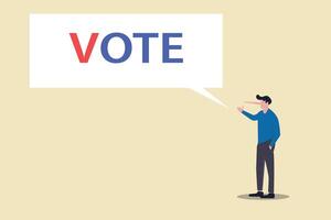 Candidate for leader with lie nose. Lier making false promises. Concept of elections day, politics, choice, freedom, and human rights vector