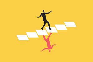 Businessman walking on different side. concept of different opinion, direction, disagreement, miscommunication and risk vector
