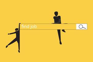 Hiring or recruitment website banner template with businessman and businesswoman . Job vacancy advertisement. yellow background vector