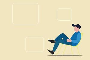 Businessman sitting and thinking the solution. concept of critical thinking to solve problem, new idea and concentration vector