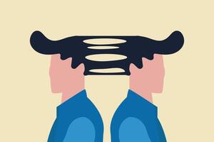 Businessman exchange idea to idea. concept of brainstorm, knowledge, creativity and innovation vector
