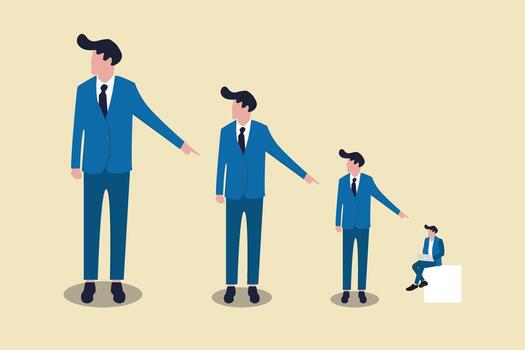 empresario laico el culpa a alguien empleado. concepto concepto de jefe con mano puntos un dedo a el oficinista, culpa, calumnia, responsabilidad vector