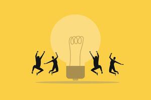 Businessman jump high get idea. Concept of New idea, brainstorming, innovation, success vector