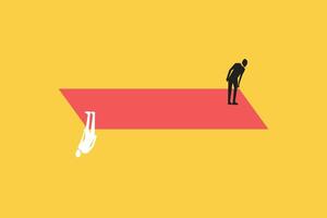 Businessman standing on different side. concept of different opinion, direction, disagreement, miscommunication and risk vector