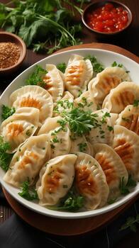 gyoza oriental tradicional comida para almuerzo foto