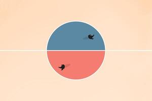 Business dispute or disagreement concept with two businessman walking away from each other. Symbol of miscommunication, conflict, argument. Eps10 illustration. 4 vector