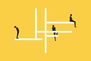 Business challenge concept with man on the with the risk and leadership. Goal or target behind obstacle. Eps10 illustration vector