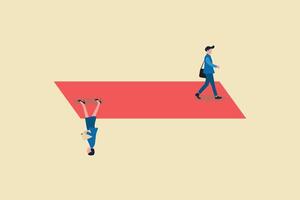 Businessman dan businesswoman standing on different side. concept of gender gap or business inequality concept. Business career challenge symbol. Eps10 illustration vector