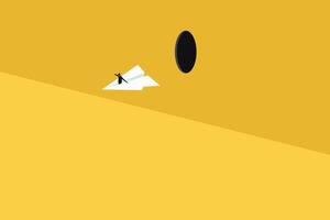 Leadership success concept red paper plane. Think differently, new idea, change, trend, courage, creative solution, innovation concept vector