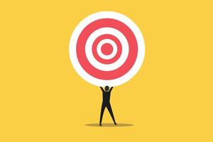 Businessman lifting a target. concept of Reach target or reach goal, success, achievement or growth, challenge and motivation vector