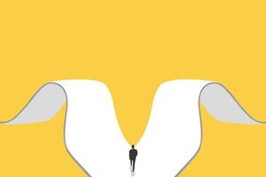 businessman walk in front of a crossroad with road split in different ways vector