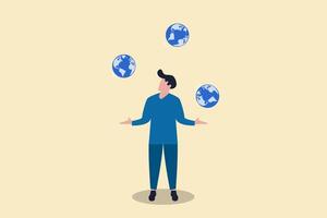 Businessman or politician control the world. concept of liar cannot, keep promise and global warming issue vector