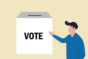Man vote into the box. concept of Election, Democracy, Freedom of speech, and opinion vector