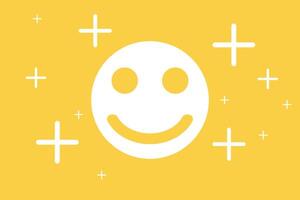 Happy smile sign and good feedback rating. concept of think positive, customer review, assessment, satisfaction, Calm mood, good mental health, good mood vector