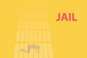 illustration of desperate man in jail vector