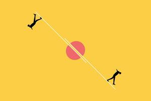 Businessman standing on different side. concept of different opinion, direction, disagreement, miscommunication and risk. 2 vector