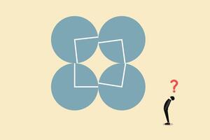 Concept of businessman confused. Symbol of new job, success, ambition and motivation. Planning and strategy vector
