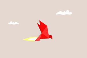 Ideas inspiration concepts with rocket origami paper bird. Business creativity and inspiration concepts . motivation for success vector