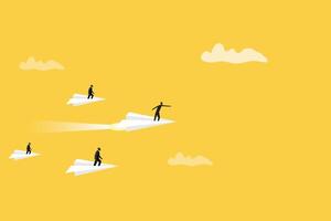 Leadership success concept white paper plane. Think differently, new idea, change, trend, courage, creative solution, innovation concept vector
