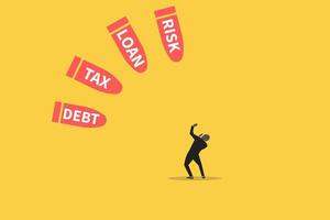 Businessman afraid from financial problem. Concept of problem crisis, Debt and loan problem, business problem, bankruptcy vector