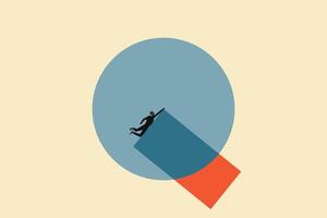 Businessman hanging the block concept for business problem. visionary leadership different business routes. Symbol of ambition, motivation vector