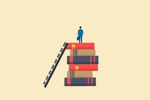 businessman on the books. concept of success, education level and skill development vector