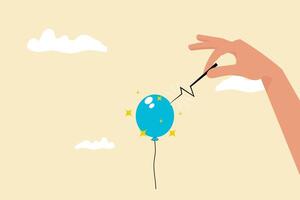 Strong and tough balloon make needle bent. Strong economic structure, robust and tough stock or company, resilience and hard to explode vector