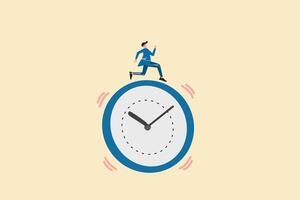 Businessman running against timer counting down. concept of Business deadline, counting down, speed and efficiency to complete work vector