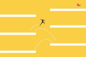 Businessman jumping to top. Concept of target, successfully. advancement in career or business growth, Aspiration and motivation vector