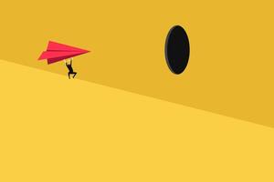 Leadership success concept red paper plane. Think differently, new idea, change, trend, courage, creative solution, innovation concept vector