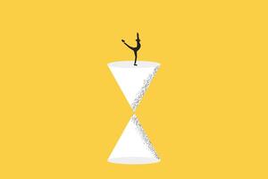 ballerina stand balancing on triangle. work life balance career opportunity symbol. Job opportunity and career vector
