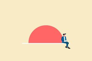 Businessman sitting with computer laptop. smart thinking to solve problem concept vector