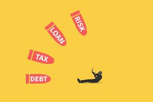 Businessman afraid from financial problem. Concept of problem crisis, Debt and loan problem, business problem, bankruptcy vector
