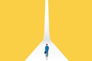 Businessman follow a path for business opportunities. visionary leadership different business routes. Symbol of ambition, motivation and long road ahead vector