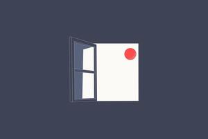 scene of moon seen through the window from room vector