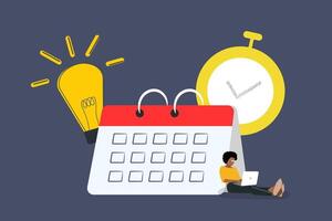 Business woman planning project tasks, managing schedule and work time. concept of business management, time management and schedule organization vector