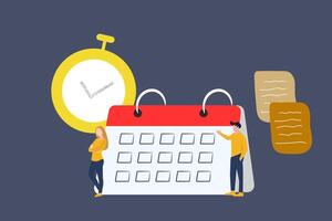 Business people planning project tasks, managing schedule and work time. concept of business management, time management and schedule organization vector