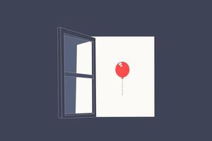 Balloons as seen through window. concept of employee hiring, open position, job recruiting and opportunity. vector