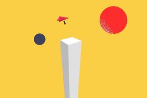 Leadership success concept red paper plane. Think differently, new idea, change, trend, courage, creative solution, innovation concept vector