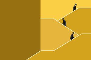 Businessman walking on stairs. concept of hierarchy and leadership, structure, organization, and management vector