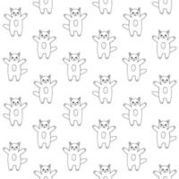 Seamless pattern of doodle cat vector