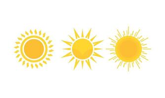 Set of Sun Icons Collection Flat Design Isolated on White Background vector