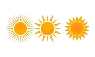 Set of Sun Icons Collection Flat Design Isolated on White Background vector